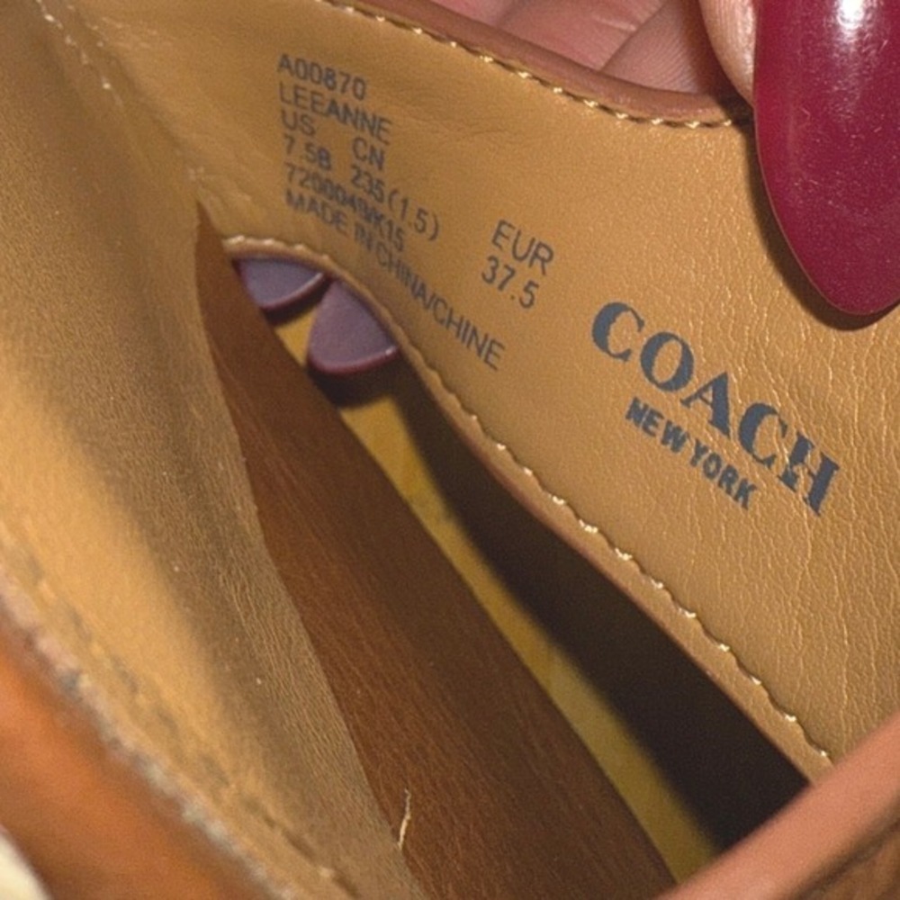 Coach Leeanne Sandal Women 7.5M Pre-Owned Wedge Brown Pebbled Leather Espadrille - Picture 3 of 14